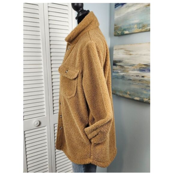 Women's Faux Shearling Jacket Universal Thread Brown Size XS OVERSIZED - Picture 3 of 6